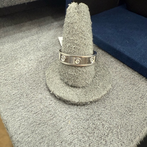 14k White Gold Band with Diamonds